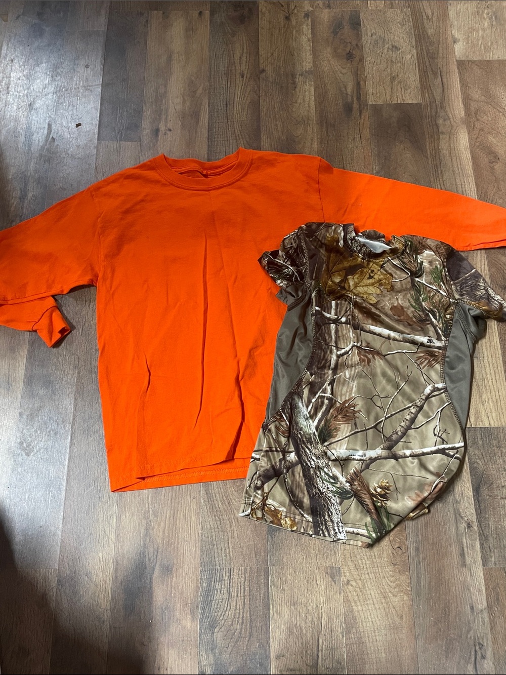 Orange Long Sleeve Shirt + Camouflage Short Sleeve Tee Pack